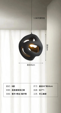 Suspension Wabi-Sabi Japonaise | Marco Lucetti Noir Dia45cm H50cm