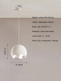 Suspension Wabi Sabi Nordique en résine pour Restaurant Japonais à LED E27 | Marco Lucetti Blanc D30cm / Lumière chaude 3000K