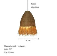 Suspension Wabi Sabi Rétro en Rotin Artisanal | Marco Lucetti Marron D50cm / Blanc froid