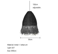 Suspension Wabi Sabi Rétro en Rotin Artisanal | Marco Lucetti Noir D50cm / Blanc froid