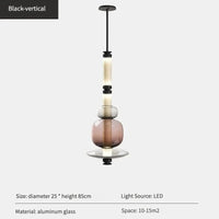 Suspensions LED en verre de designer canadien | Marco Lucetti A Noir 85cm / Lumière naturelle 4500k