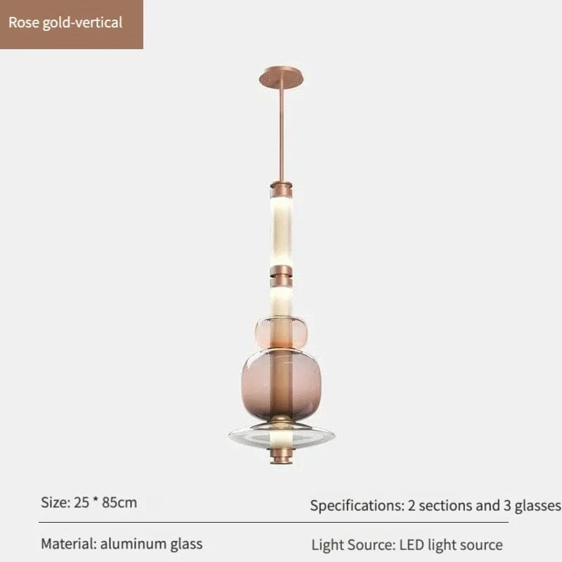 Suspensions LED en verre de designer canadien | Marco Lucetti A Or Rose 85cm / Lumière naturelle 4500k