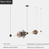 Suspensions LED en verre de designer canadien | Marco Lucetti B Noir 150cm / Télécommande