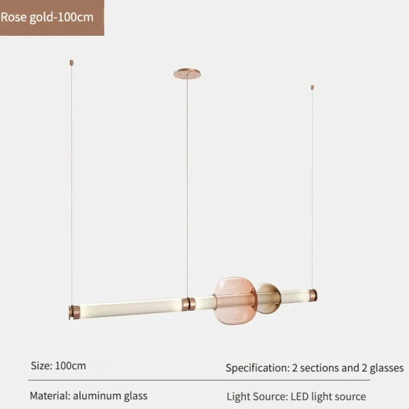 Suspensions LED en verre de designer canadien | Marco Lucetti B Or rose 100cm / Lumière naturelle 4500k