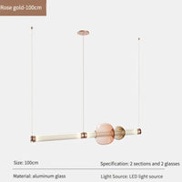 Suspensions LED en verre de designer canadien | Marco Lucetti B Or rose 100cm / Lumière naturelle 4500k