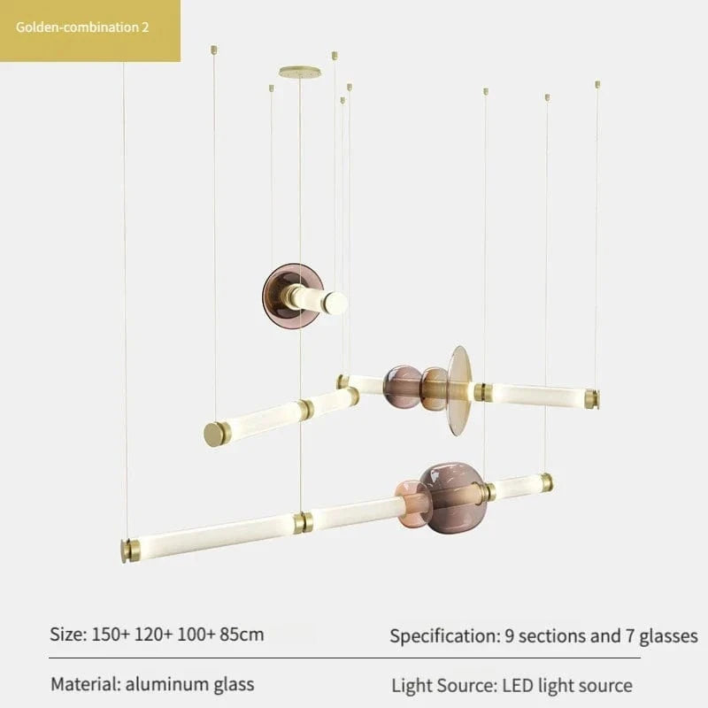 Suspensions LED en verre de designer canadien | Marco Lucetti Or 150 120 100 85 / Lumière naturelle 4500k