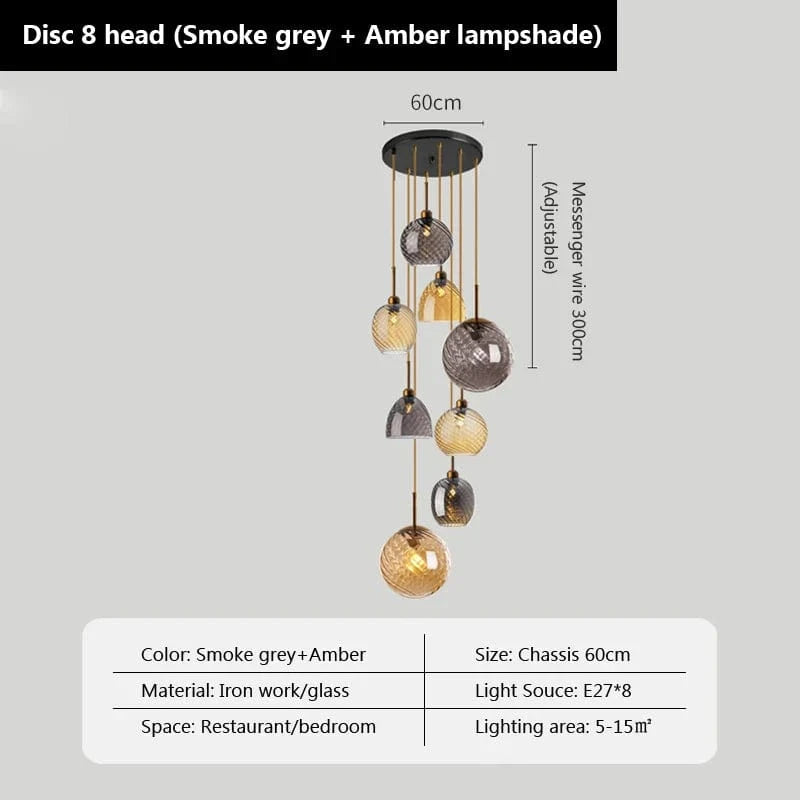 Suspensions LED en verre ultra tendance | Marco Lucetti Q / Sans ampoule
