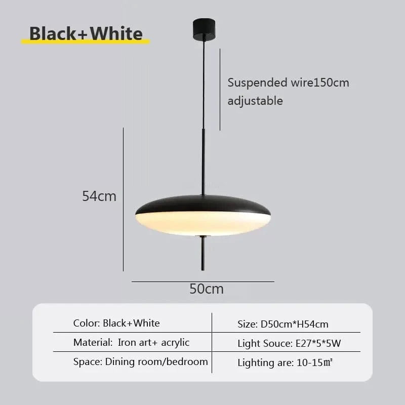 Suspensions "Modern UFO" noires et blanches | Marco Lucetti PL788 BW 50cm / Blanc froid