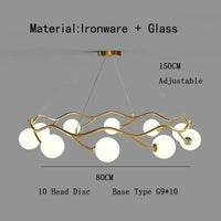 Suspensions Modernes en Verre de Lait Magique de Haricot - Brand Name | Marco Lucetti B-Golden-10Tête / 110V / Lumière chaude 3000K