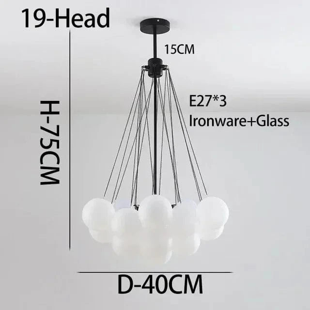 Suspensions Modernes en Verre de Lait Magique de Haricot - Brand Name | Marco Lucetti D-19Verre-Noir / 110V / Lumière chaude 3000K