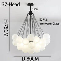 Suspensions Modernes en Verre de Lait Magique de Haricot - Brand Name | Marco Lucetti D-37Verre-Noir / 110V / Lumière chaude 3000K