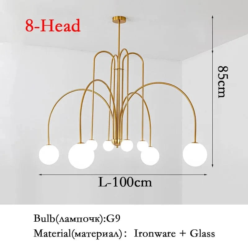 Suspensions Modernes en Verre de Lait Magique de Haricot - Brand Name | Marco Lucetti E-Doré 100cm / 110V / Lumière chaude 3000K