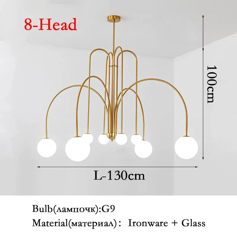 Suspensions Modernes en Verre de Lait Magique de Haricot - Brand Name | Marco Lucetti E-Doré 130cm / 110V / Lumière chaude 3000K