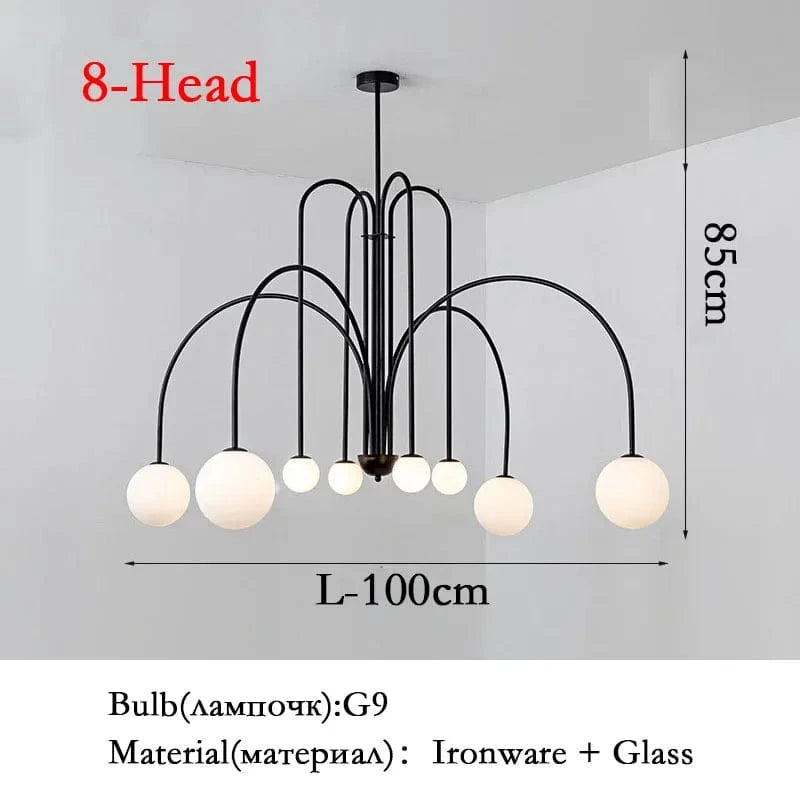 Suspensions Modernes en Verre de Lait Magique de Haricot - Brand Name | Marco Lucetti E-Noir 100cm / 110V / Lumière chaude 3000K
