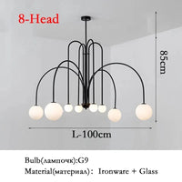 Suspensions Modernes en Verre de Lait Magique de Haricot - Brand Name | Marco Lucetti E-Noir 100cm / 110V / Lumière chaude 3000K