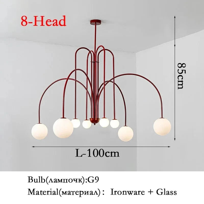 Suspensions Modernes en Verre de Lait Magique de Haricot - Brand Name | Marco Lucetti E-Rouge 100cm / 110V / Lumière chaude 3000K