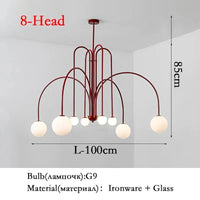 Suspensions Modernes en Verre de Lait Magique de Haricot - Brand Name | Marco Lucetti E-Rouge 100cm / 110V / Lumière chaude 3000K