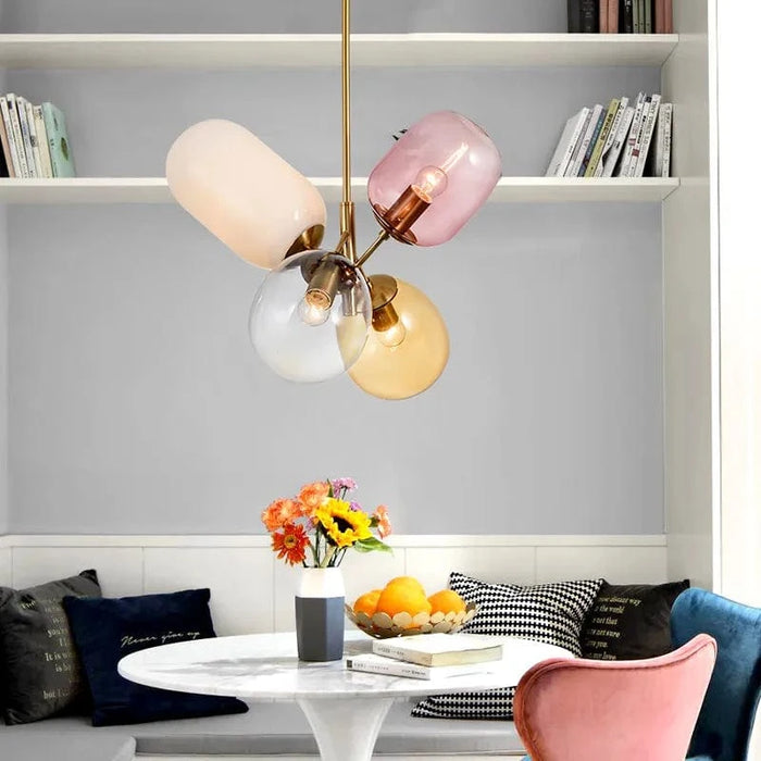 Suspensions nordiques en verre coloré postmoderne pour salon, chambre et salle à manger - Lampe suspendue E27 LED. | Marco Lucetti
