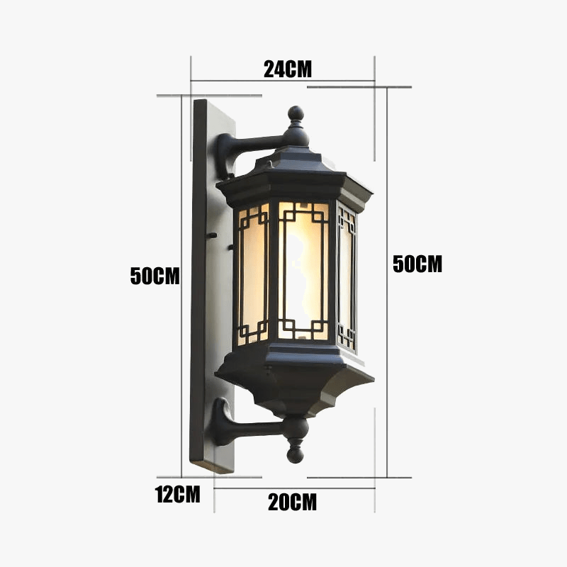 Tengwang - Applique Murale d'Extérieur Étanche Premium | Marco Lucetti Support de lampe GB E27 / Noir-Acrylique / CHINE | E27Pas de source lumineuse