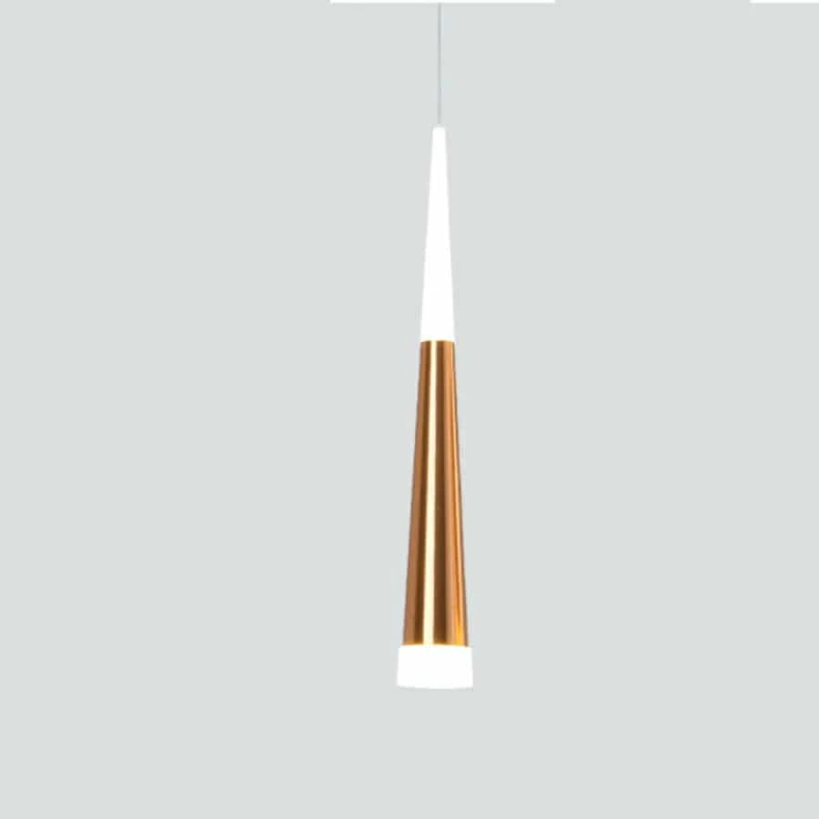 Thrisdar 7W - Long Tube suspension LED lumière pour chambre, chevet, boutique, Bar, café, salle à manger et cuisine | Marco Lucetti Corps doré / Blanc chaud 3000K
