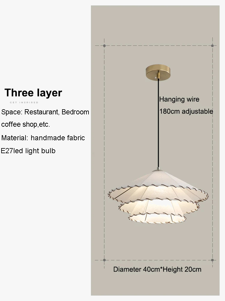 Lustre nordique LED en tissu pour décoration de la maison
