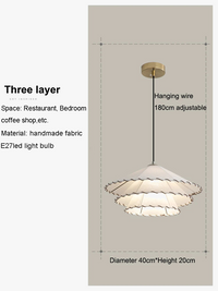 Lustre nordique LED en tissu pour décoration de la maison