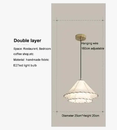 Suspension Luminaire nordique en tissu LED Wabi Sabi pour décoration de salon et chambre, en coton lin créatif