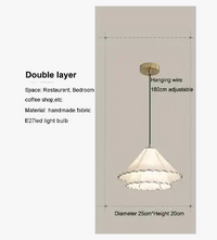 Suspension Luminaire nordique en tissu LED Wabi Sabi pour décoration de salon et chambre, en coton lin créatif