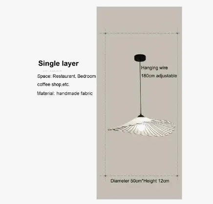 Suspension Luminaire nordique en tissu LED Wabi Sabi pour décoration de salon et chambre, en coton lin créatif