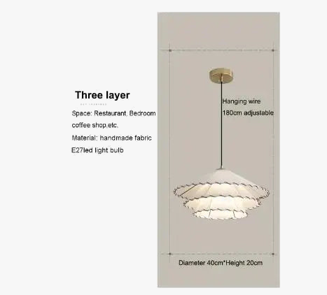 Suspension Luminaire nordique en tissu LED Wabi Sabi pour décoration de salon et chambre, en coton lin créatif