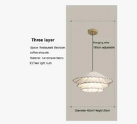 Suspension Luminaire nordique en tissu LED Wabi Sabi pour décoration de salon et chambre, en coton lin créatif