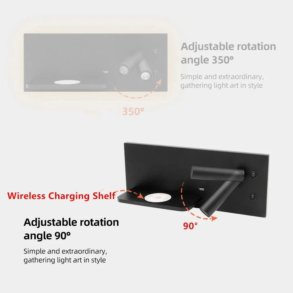 Tokili - Applique murale LED Smart avec chargeur USB et sans fil | Marco Lucetti