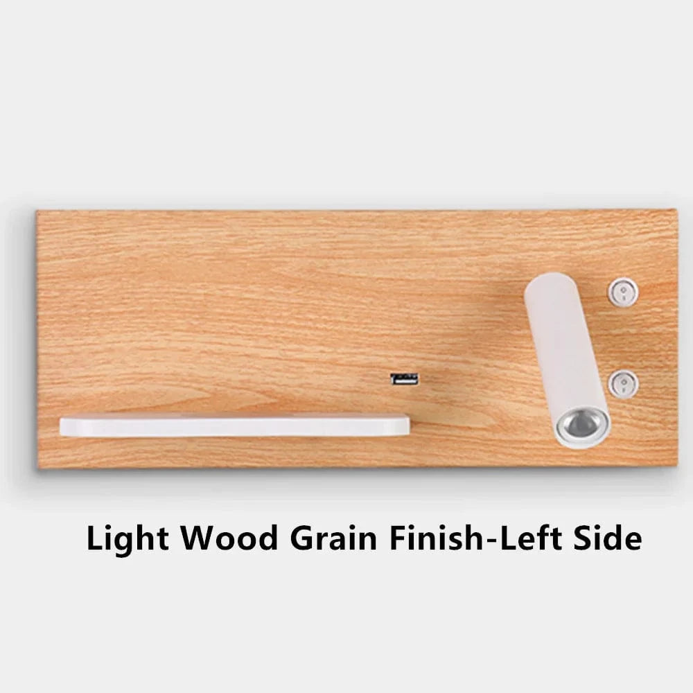 Tokili - Applique murale LED Smart avec chargeur USB et sans fil | Marco Lucetti Grain de bois clair-gauche