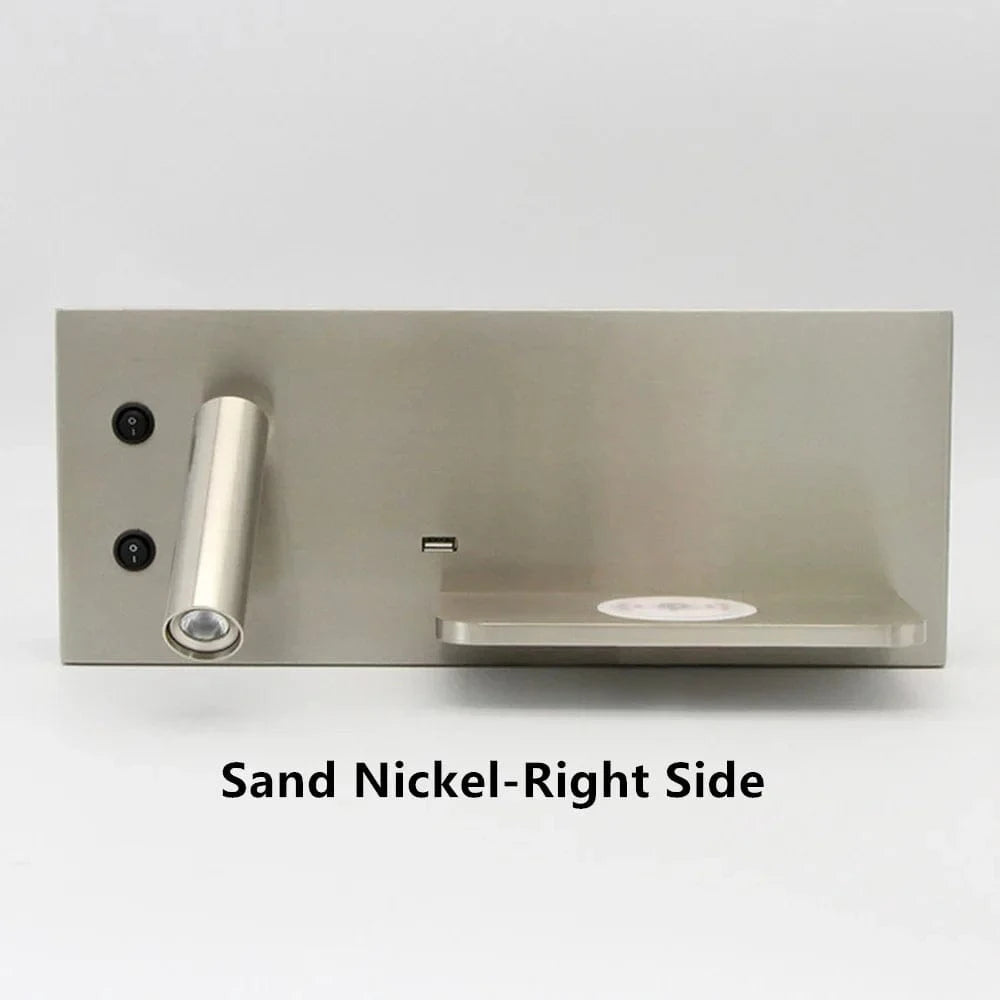 Tokili - Applique murale LED Smart avec chargeur USB et sans fil | Marco Lucetti Sable Nickel-Droit