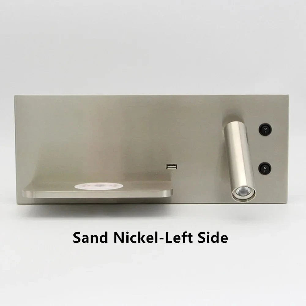 Tokili - Applique murale LED Smart avec chargeur USB et sans fil | Marco Lucetti Sable Nickel-Gauche
