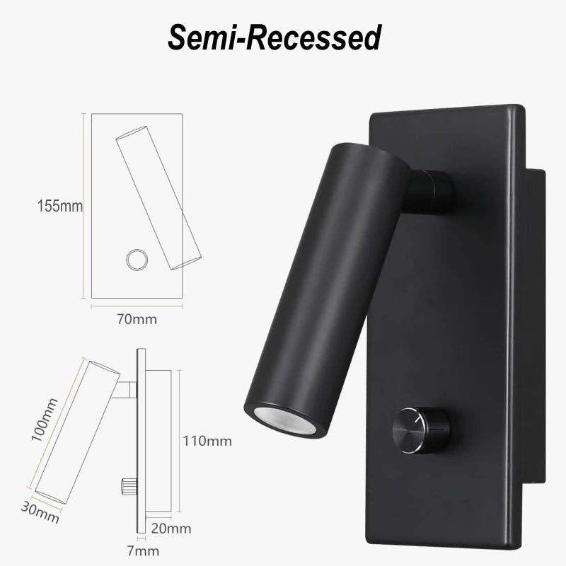 Tokili - Lampe murale Tête de lit LED4 Noir Nickel | Marco Lucetti