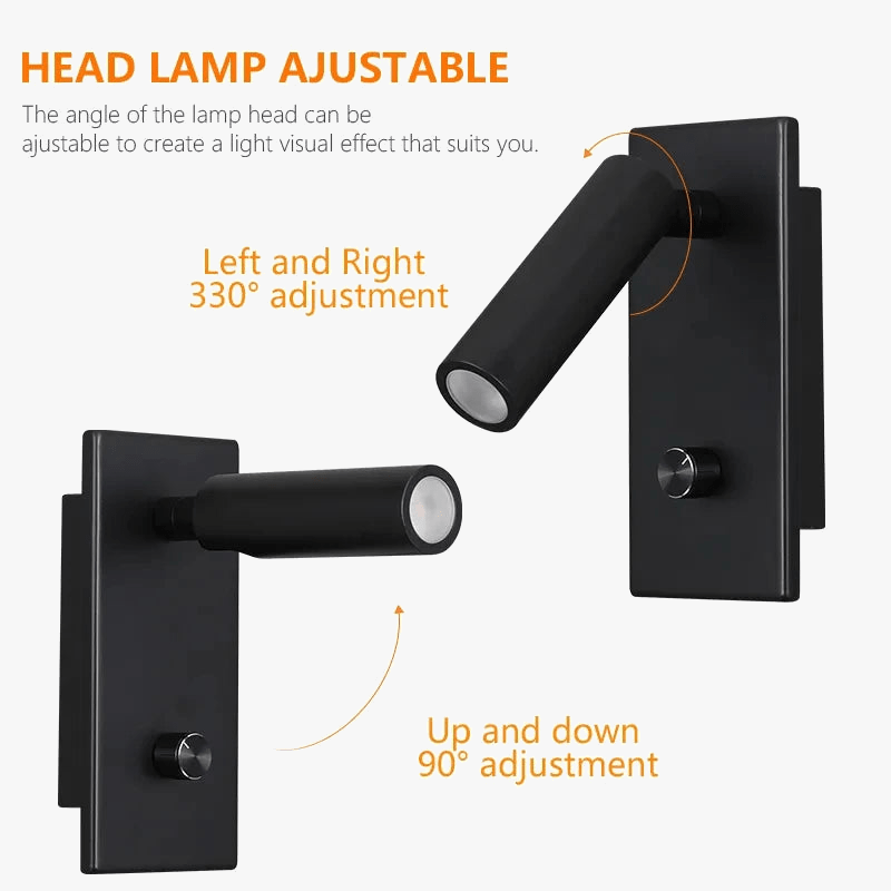 Tokili - Lampe murale Tête de lit LED4 Noir Nickel | Marco Lucetti