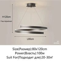 TONDI Lustre Simple Noir/Blanc pour Salon Salle à Manger Cuisine - Design Élégant et Polyvalent | Marco Lucetti 80CM Noir / Lumière froide Pas de télécommande