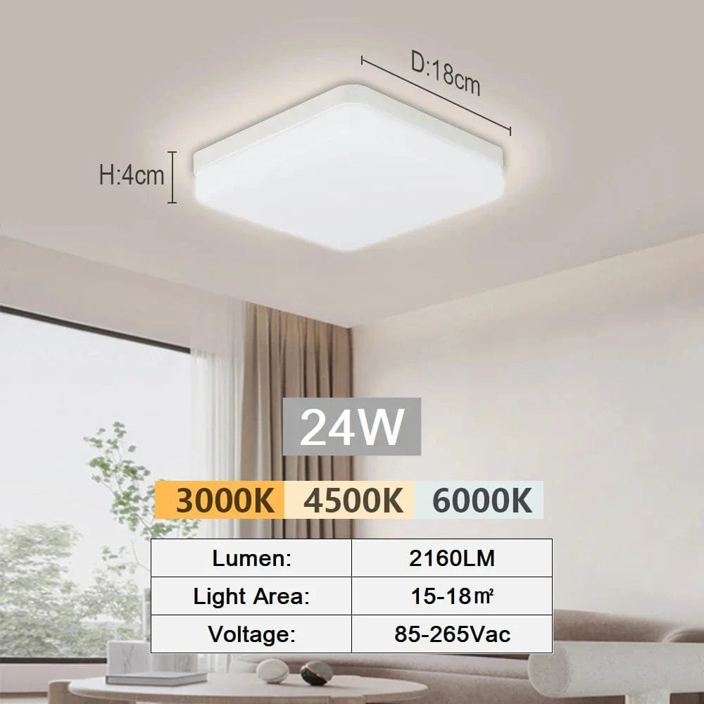 Tuya Smart LED Plafonnier - Contrôle vocal avec Alexa et Google - Éclairage pour Salon et Chambre | Marco Lucetti Blanc froid-24W