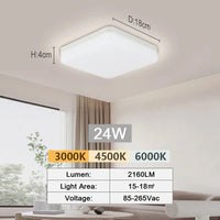 Tuya Smart LED Plafonnier - Contrôle vocal avec Alexa et Google - Éclairage pour Salon et Chambre | Marco Lucetti Blanc froid-24W