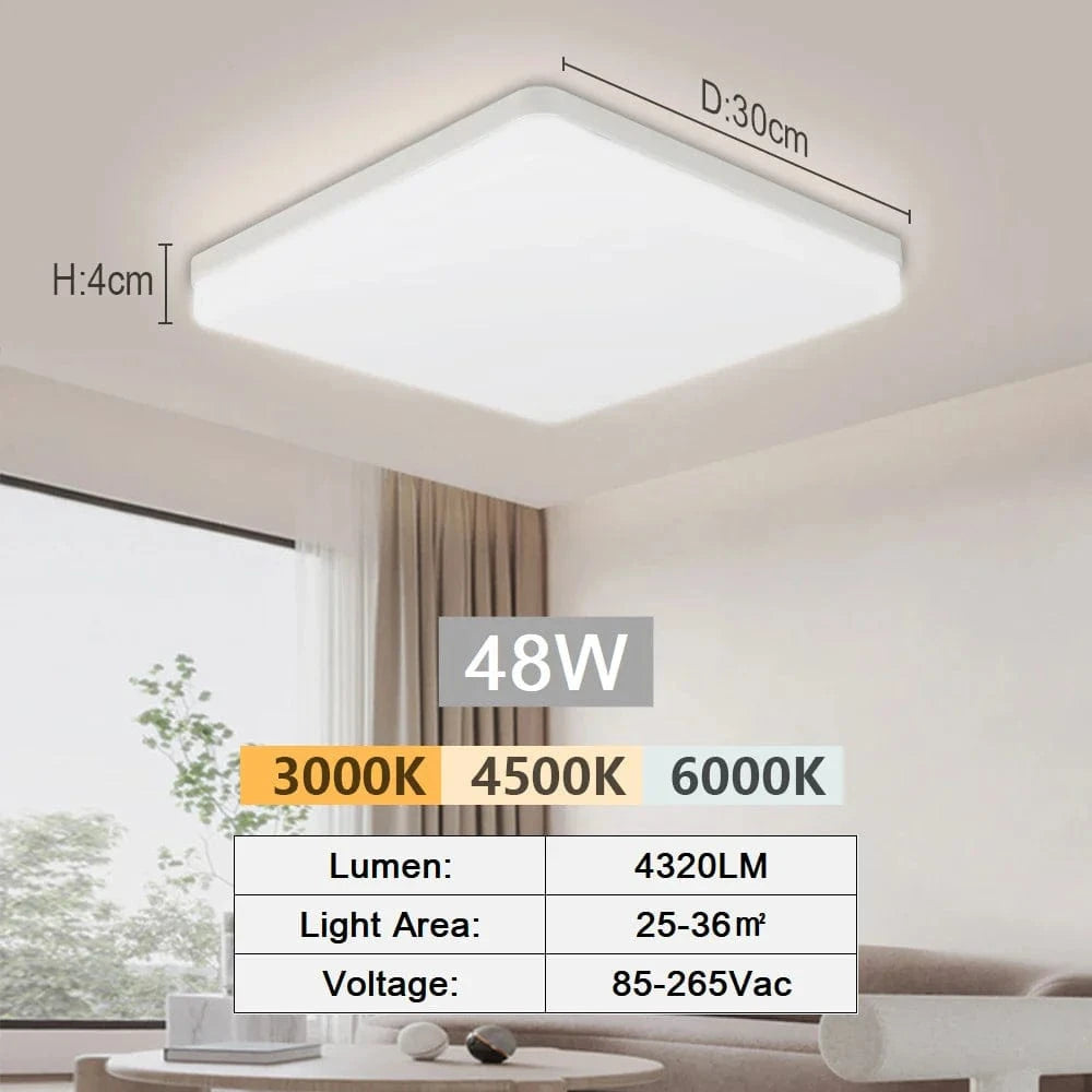 Tuya Smart LED Plafonnier - Contrôle vocal avec Alexa et Google - Éclairage pour Salon et Chambre | Marco Lucetti Blanc froid-48W