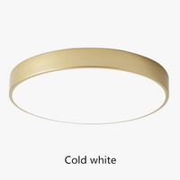 Plafonnier LED Ultra-mince Or 5 cm, Design Moderne, Télécommande - Idéal pour le Foyer et la Chambre