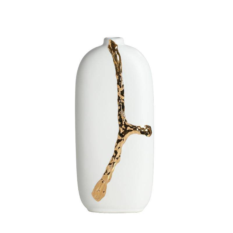 Vase design blanc et doré Xuan | Marco Lucetti
