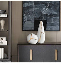 Vase design blanc et doré Xuan | Marco Lucetti