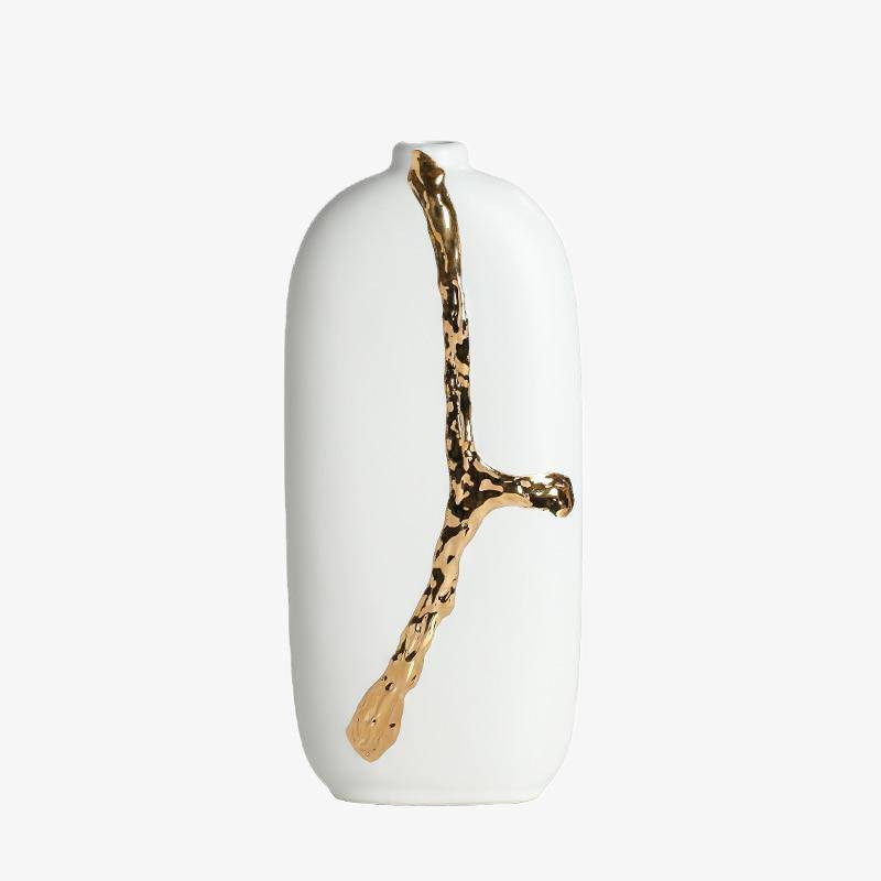 Vase design blanc et doré Xuan | Marco Lucetti