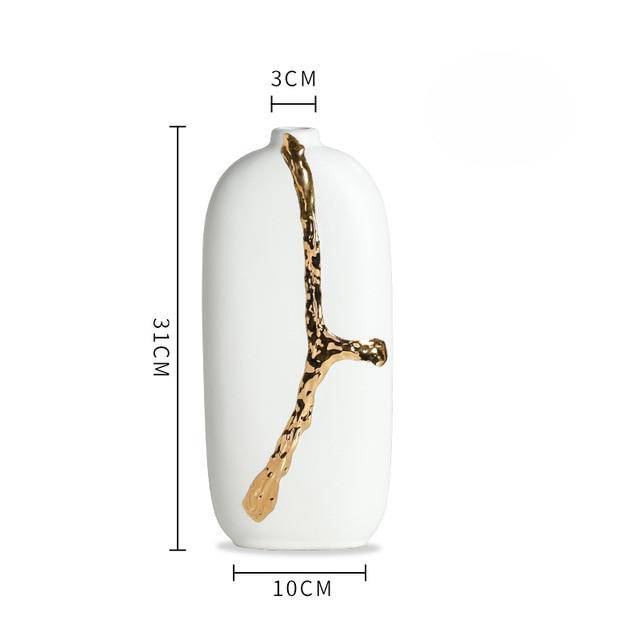 Vase design blanc et doré Xuan | Marco Lucetti M