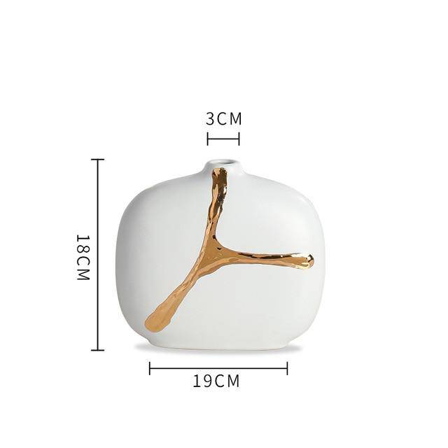 Vase design blanc et doré Xuan | Marco Lucetti S