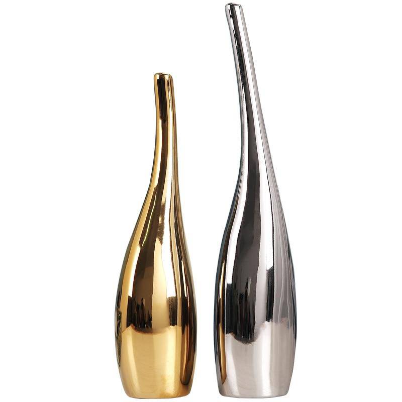 Vase design en céramique dorée et argentée: Minimalist Touch | Marco Lucetti