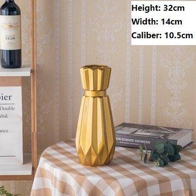 Vase Géométrique en Céramique Dorée | Marco Lucetti A / 32cm