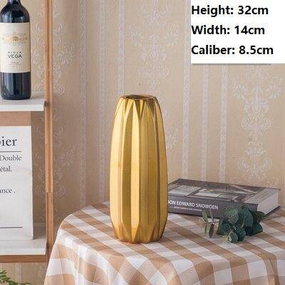 Vase Géométrique en Céramique Dorée | Marco Lucetti B / 32cm